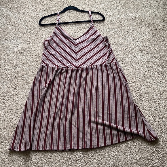 Universal Thread Dresses & Skirts - Maroon/White Stripe Dress